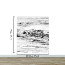 Carregar imagem no visualizador da galeria, Ocean Wave Wallpaper. Black and White Surf Theme Wall Mural. #6709
