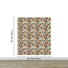 Cargar imagen en el visor de la galería, Botanical Flower Garden With Pastel Color Red, Green, Beige Background Wall Mural. #6771
