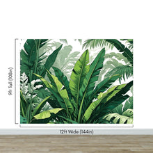 Load image into Gallery viewer, Rainforest Jungle Wallpaper. Banana Leaf Wall Mural. #6788

