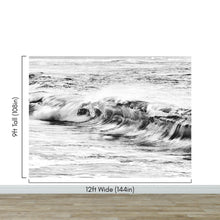 Load image into Gallery viewer, Ocean Wave Wallpaper. Black and White Surf Theme Wall Mural. #6709
