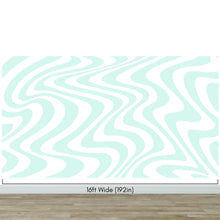 Cargar imagen en el visor de la galería, Mint Color Swirly Lines Abstract Wallpaper Mural. #6689
