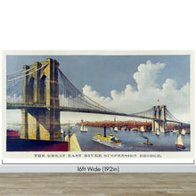 Load image into Gallery viewer, Vintage Brooklyn Bridge Illustration Wallpaper Mural - The Great East River Suspension Bridge. #6408
