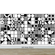 Carregar imagem no visualizador da galeria, Black and White Geometric Shapes Wallpaper Mural Wall Art. #6710
