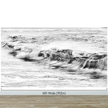 Load image into Gallery viewer, Ocean Wave Wallpaper. Black and White Surf Theme Wall Mural. #6709
