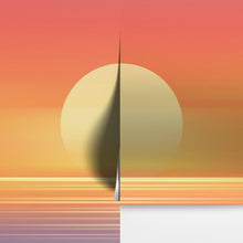 Load image into Gallery viewer, Orange Sunset Over Beach Wall Mural. Blurred Abstract Sunset Over Coastline. #6393
