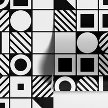 Carregar imagem no visualizador da galeria, Black and White Geometric Shapes Wallpaper Mural Wall Art. #6710
