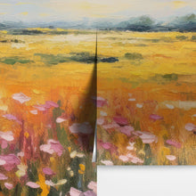 Cargar imagen en el visor de la galería, Colorful Yellow Flower Field Painting Wallpaper Mural. #6692
