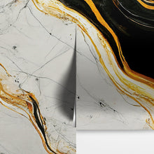 Carregar imagem no visualizador da galeria, Luxurious Marble Wallpaper. Gold and Black Marble Slate Wall Mural. #6735
