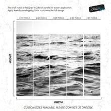 Load image into Gallery viewer, Black and White Ocean Wave Wallpaper. Peel and Stick Wall Mural. #6691
