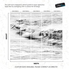 Cargar imagen en el visor de la galería, Ocean Wave Wallpaper. Black and White Surf Theme Wall Mural. #6709
