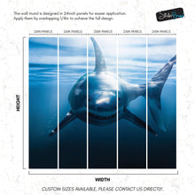 Cargar imagen en el visor de la galería, Great White Shark Wall Mural. Peel and Stick Wallpaper. #6700
