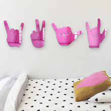 Load image into Gallery viewer, Bundle |  4-Piece Set of Rock On, Hang Loose, I Love You and Peace Sign Hand Silhouettes
