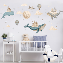 Load image into Gallery viewer, Flying Whale Wall Decal
