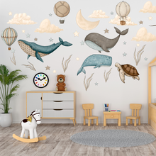 Load image into Gallery viewer, Flying Whale Wall Decal
