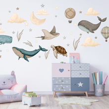 Load image into Gallery viewer, Flying Whale Wall Decal
