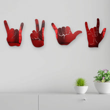 Cargar imagen en el visor de la galería, Bundle |  4-Piece Set of Rock On, Hang Loose, I Love You and Peace Sign Hand Silhouettes
