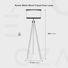 Carregar imagem no visualizador da galeria, Rustic White Wood Tripod Floor Lamp
