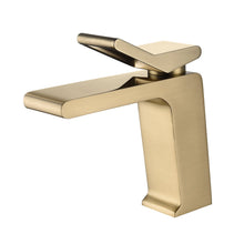 Cargar imagen en el visor de la galería, Brushed Gold Bathroom Sink Faucet single handle with pop up overflow brass drain
