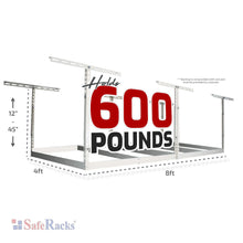 Carregar imagem no visualizador da galeria, 4&#39; x 8&#39; Overhead Garage Storage Rack Frame Kit
