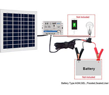 Cargar imagen en el visor de la galería, ACOPower 15W 12V Solar Charger Kit, 5A Charge Controller with Alligator Clips
