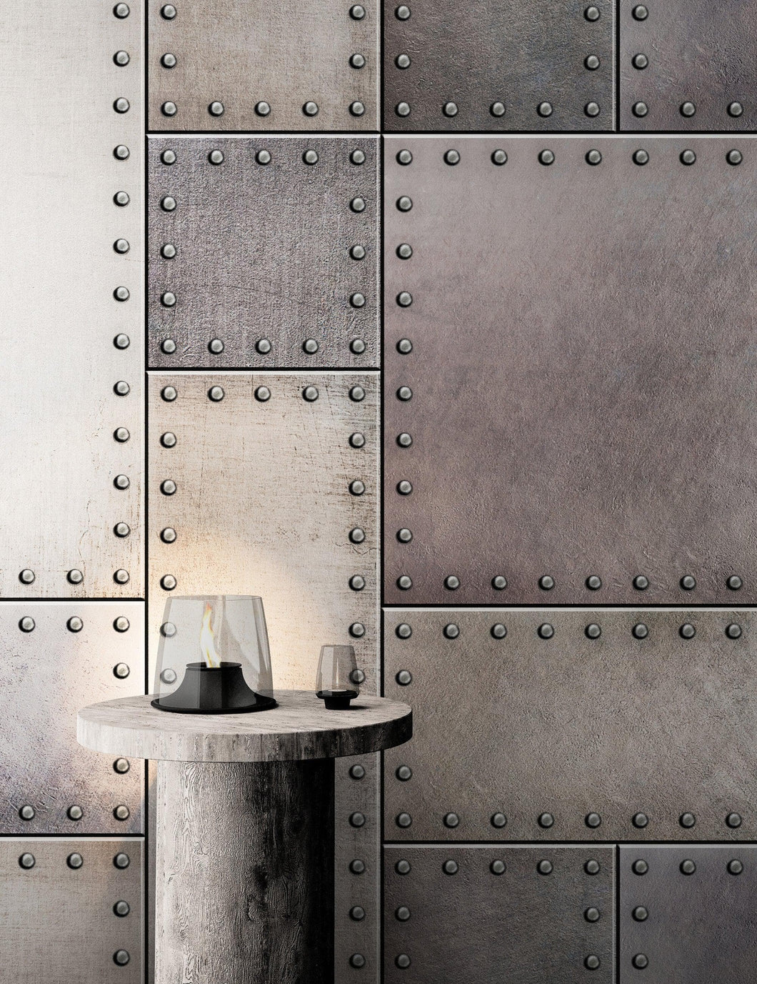 Rustic Metal Steel 3D Wallpaper Mural. #6752