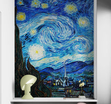 Carregar imagem no visualizador da galeria, Vincent Van Gogh&#39;s The Starry Night Painting Wallpaper Mural.  #6742
