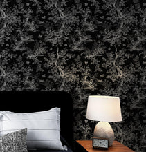 Carregar imagem no visualizador da galeria, Black and White Toile De Jouy Vintage Wallpaper Mural. #6728
