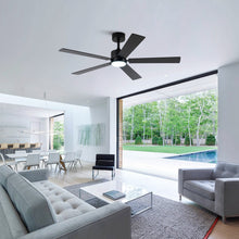 Carregar imagem no visualizador da galeria, Vaczon 56&quot; Black DC Motor Ceiling Fan with LED Lighting and Remote Control
