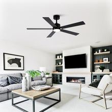 Carregar imagem no visualizador da galeria, Vaczon 56&quot; Black DC Motor Ceiling Fan with LED Lighting and Remote Control
