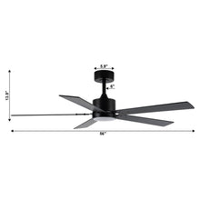 Carregar imagem no visualizador da galeria, Vaczon 56&quot; Black DC Motor Ceiling Fan with LED Lighting and Remote Control
