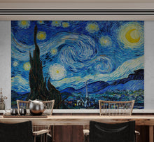 Cargar imagen en el visor de la galería, Vincent Van Gogh&#39;s The Starry Night Painting Wallpaper Mural.  #6742
