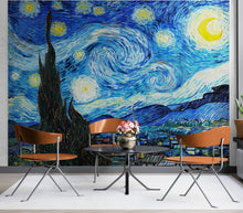 Cargar imagen en el visor de la galería, Vincent Van Gogh&#39;s The Starry Night Painting Wallpaper Mural.  #6742
