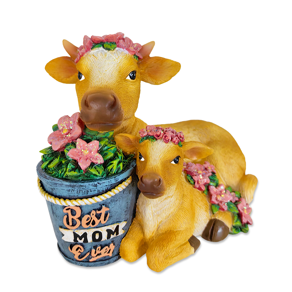 (Pre-Order) Best Mom Cow and Calf Charming Figurine, “6 Keepsake Jersey Statue and Mother’s Day Gift