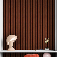 Load image into Gallery viewer, Wooden Vertical Panel Wallpaper. Dark Brown Wainscot Hardwood Wall Mural Print. #6734
