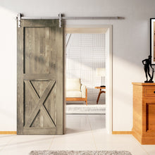 Load image into Gallery viewer, Finished &amp; Unassembled Single Barn Door with Non-Bypass Brushed Nickel Installation Hardware Kit (Single X Design)
