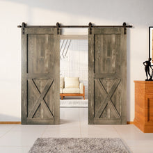 Load image into Gallery viewer, Finished &amp; Unassembled Double Barn Door with Non-Bypass Installation Hardware Kit (Single X Design)
