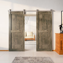 Load image into Gallery viewer, Finished &amp; Unassembled Double Barn Door with Brushed Nickel Non-Bypass Installation Hardware Kit (H Desgin)
