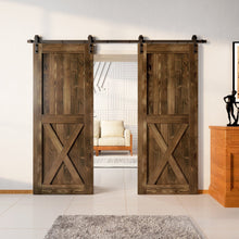 Carregar imagem no visualizador da galeria, Finished &amp; Unassembled Double Barn Door with Non-Bypass Installation Hardware Kit (Single X Design)
