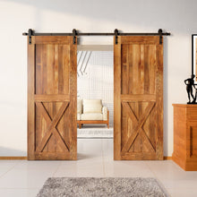 Carregar imagem no visualizador da galeria, Finished &amp; Unassembled Double Barn Door with Non-Bypass Installation Hardware Kit (Single X Design)
