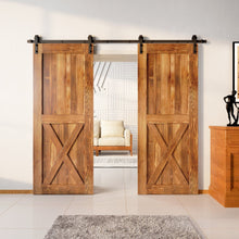 Load image into Gallery viewer, Finished &amp; Unassembled Double Barn Door with Non-Bypass Installation Hardware Kit (Single X Design)
