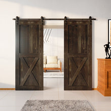 Carregar imagem no visualizador da galeria, Finished &amp; Unassembled Double Barn Door with Non-Bypass Installation Hardware Kit (Single X Design)
