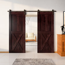 Carregar imagem no visualizador da galeria, Finished &amp; Unassembled Double Barn Door with Non-Bypass Installation Hardware Kit (Single X Design)
