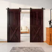 Load image into Gallery viewer, Finished &amp; Unassembled Double Barn Door with Non-Bypass Installation Hardware Kit (Single X Design)
