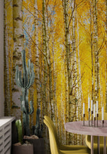 Cargar imagen en el visor de la galería, Autumn Scenic Birch Tree Forest Wall Mural | Peel and Stick Wallpaper. #6202
