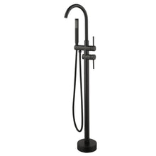 Carregar imagem no visualizador da galeria, Mount Bathtub Faucet Freestanding Tub Filler Matte Black Standing High Flow Shower Faucets with Handheld Shower Mixer Taps Swivel Spout
