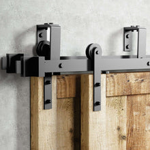 Load image into Gallery viewer, Double Track U-Shape Bypass Sliding Barn Door Hardware Kit - Straight Design Roller
