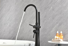 Carregar imagem no visualizador da galeria, Mount Bathtub Faucet Freestanding Tub Filler Matte Black Standing High Flow Shower Faucets with Handheld Shower Mixer Taps Swivel Spout
