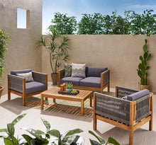 Carregar imagem no visualizador da galeria, LAUREL Outdoor 4 Seater Chat Set_LOVESEAT &amp; COFFEE TABLE &amp; CLUB CHAIR
