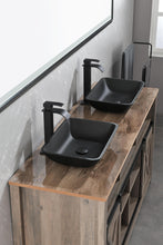 Carregar imagem no visualizador da galeria, 13.0&quot; L -18.13&quot; W -4&quot; H Matte Shell Glass Rectangular Vessel Bathroom Sink in Black with Matte Black Faucet and Pop-Up Drain in Matte Black
