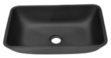 Carregar imagem no visualizador da galeria, 13.0&quot; L -18.13&quot; W -4&quot; H Matte Shell Glass Rectangular Vessel Bathroom Sink in Black with Matte Black Faucet and Pop-Up Drain in Matte Black
